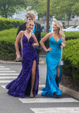 Sexy V-Neck Split Mermaid Long Evening Prom HZ0307