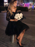 LTP1511,Black off the shoulder lace beaded tulle homecoming dresses a-line short back to school HZ0307