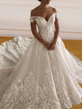 LTP1201,Vintage Lace Embroidery Wedding Dress Ball Gown Off The Shoulder Bridal HZ0307