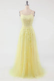 Spaghetti Straps A-Line Tulle Lace Prom HZ0307