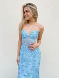 Elegant Lavender Lace Applique Long Prom HZ0307