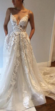 LTP1204,Spaghetti Straps Wedding Dresses,Spaghetti Straps V-Neck Floral Wedding Bridal HZ0307