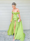 LTP0935,Simple off the shoulder prom dress,side slit evening formal HZ0307