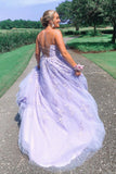 LTP0924,Purple lace long A line prom dress evening HZ0307