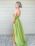 LTP0935,Simple off the shoulder prom dress,side slit evening formal HZ0307