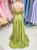 LTP0935,Simple off the shoulder prom dress,side slit evening formal HZ0307