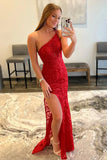 Floral Lace Mermaid One Shoulder Prom HZ0307