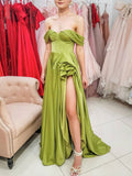LTP0935,Simple off the shoulder prom dress,side slit evening formal HZ0307