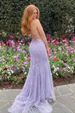 LTP0901,Lavender prom dress applique mermaid evening dresses tulle prom HZ0307