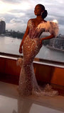 LTP1733, Unique Black Girl Prom Dresses, Sexy White Beaded Feather Long Evening Formal HZ0307