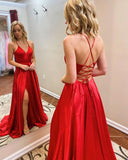 LTP0912,Simple Long Prom Dresses with Slit,Red Evening HZ0307