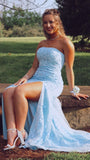 LTP0828,Princess Light Sky blue Formal Dress Lace Appliques Prom HZ0307