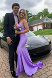 One Shoulder Purple Ruched Fitted Long Party HZ0307