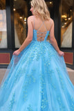 Spaghetti Straps A-Line Tulle Lace Prom HZ0307