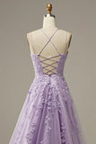 Spaghetti Straps A-Line Tulle Lace Prom HZ0307