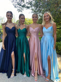 Free Custom Made Spaghetti Straps Prom Dresses Satin Party HZ0307