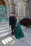 LTP1642,Emerald Green Prom Dresses,Lace Beaded Evening Dress,Open Back Party HZ0307