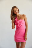 LTP1419,Hot Pink Bowknot Satin Homecoming Dresses One Shoulder Cocktail HZ0307