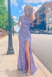 One Shoulder Bodycon Sequined Long Prom HZ0307