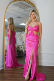 Straps Hot Pink Cutouts Ruffle Fitted Party HZ0307