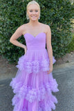 Sweetheart Lilac Tulle Tiered Formal HZ0307