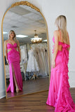 Straps Hot Pink Cutouts Ruffle Fitted Party HZ0307