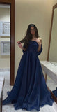 Navy Blue Organza A-Line Evening Prom HZ0307