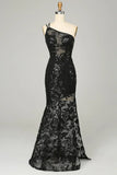 Floral Lace Mermaid One Shoulder Prom HZ0307