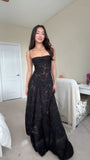 Spaghetti Straps Black Lace Slim Senior Prom Dresses For HZ0307