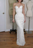 Two Pieces Mermaid Lace Wedding Dresses Sweetheart Sleeveless Evening Prom HZ0307