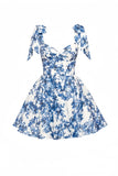 A-Line Blue Floral Homecoming Dresses, HZ0307
