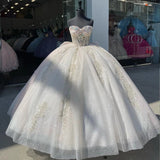 Sweetheart White Applique Beaded Tulle Sweet 16 HZ0307