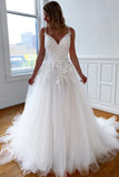 LTP1174,White Tulle Wedding Dresses,A-Line Lace Applique Wedding Bridal HZ0307