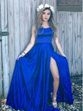 LTP1639,Royal Blue Prom Dresses,Satin Prom Dress,Cross Back Evening HZ0307