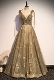 A-line Tulle Long Prom Dress with Tie HZ0307
