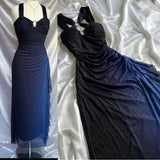 Affordable Dresses Under $160||Elegant Gradient Navy Blue Sheath Spaghetti Straps Sparkling Chiffon Prom Dress For HZ0307