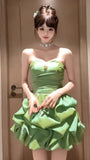 Apple Green Strapless Homecoming Dresses Short Prom HZ0307