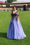 LTP1049,Purple tulle lace long prom dress purple lace evening HZ0307