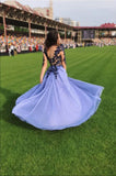 LTP1049,Purple tulle lace long prom dress purple lace evening HZ0307