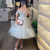 LTP1788,Light Grey Tulle Homecoming Dresses, Spaghetti Straps Graduation HZ0307