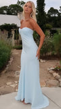 Baby Blue Mermaid Prom Dresses Chiffon Sweetheart Evening Party HZ0307