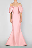Baby Pink Mermaid Satin Long Prom Party HZ0307