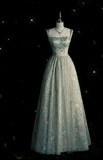 Beautiful A line Straps Sage Green Long Tulle Prom Dress , HZ0307