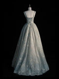 Beautiful A line Straps Sage Green Long Tulle Prom Dress , HZ0307