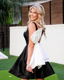 Black Satin A-Line Bowknot Homecoming Party Dress, HZ0307
