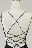 Black Glitter Tight Homecoming Dress with Sequins HZ0307