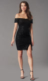 Black Lace Homecoming Dresses Off The Shoulder Mini Party Gown, HZ0307