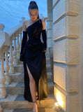 Black One Shoulder Sexy Prom Dress Long Evening HZ0307