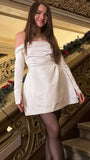 Black Strapless Mini Homecoming Dress, Short Prom Party HZ0307
