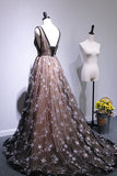 Black Stars Tulle A-line Long Formal HZ0307